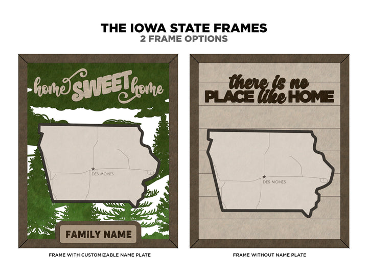 The Iowa State Frame - 13 text options, 12 backgrounds, 25 icons Included - Make over 7,500 designs - Glowforge & Lightburn Tested