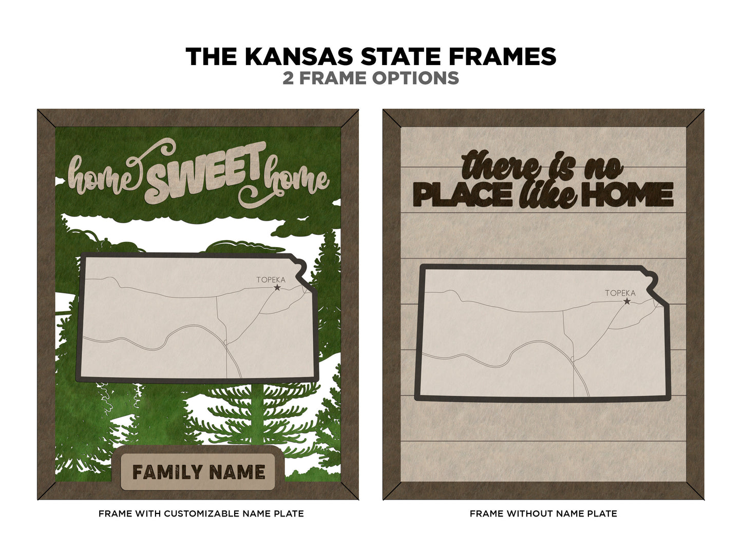 The Kansas State Frame - 13 text options, 12 backgrounds, 25 icons Included - Make over 7,500 designs - Glowforge & Lightburn Tested