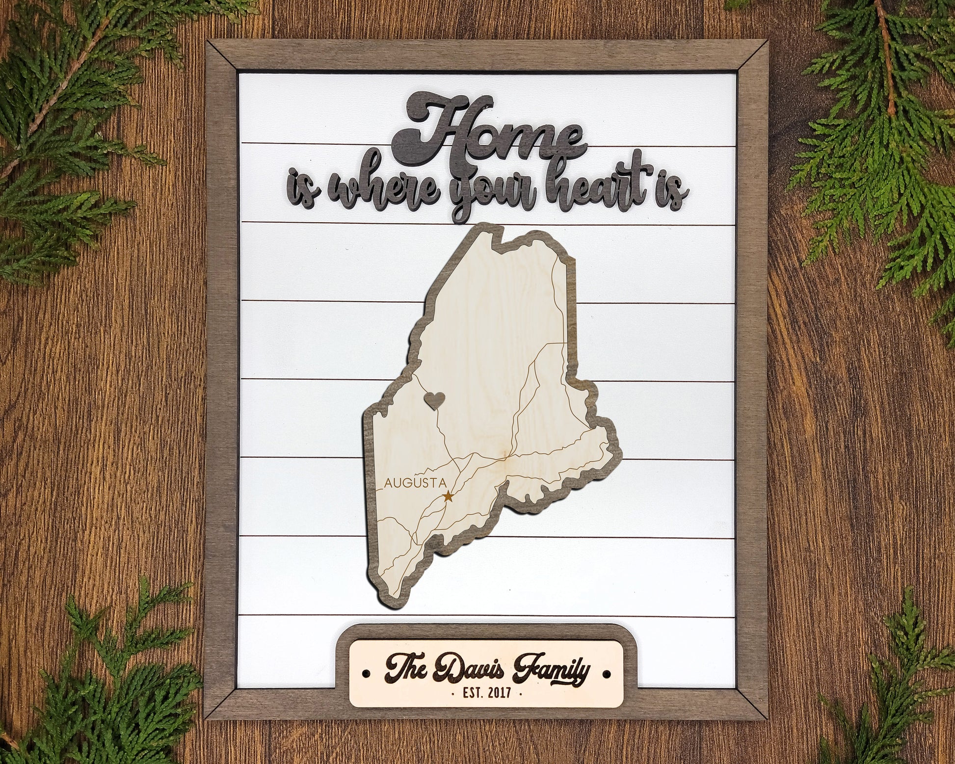 The Maine State Frame - 13 text options, 12 backgrounds, 25 icons Included - Make over 7,500 designs - Glowforge & Lightburn Tested