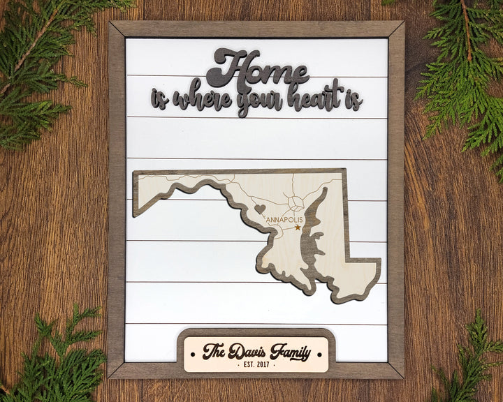 The Maryland State Frame - 13 text options, 12 backgrounds, 25 icons Included - Make over 7,500 designs - Glowforge & Lightburn Tested