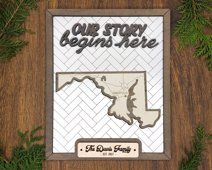 The Maryland State Frame - 13 text options, 12 backgrounds, 25 icons Included - Make over 7,500 designs - Glowforge & Lightburn Tested