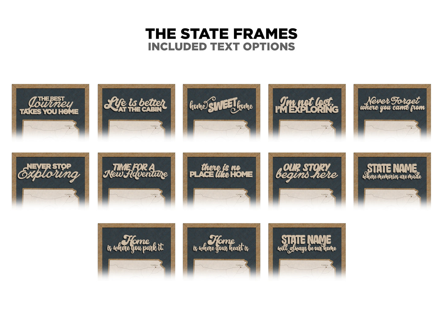 The Nebraska State Frame - 13 text options, 12 backgrounds, 25 icons Included - Make over 7,500 designs - Glowforge & Lightburn Tested