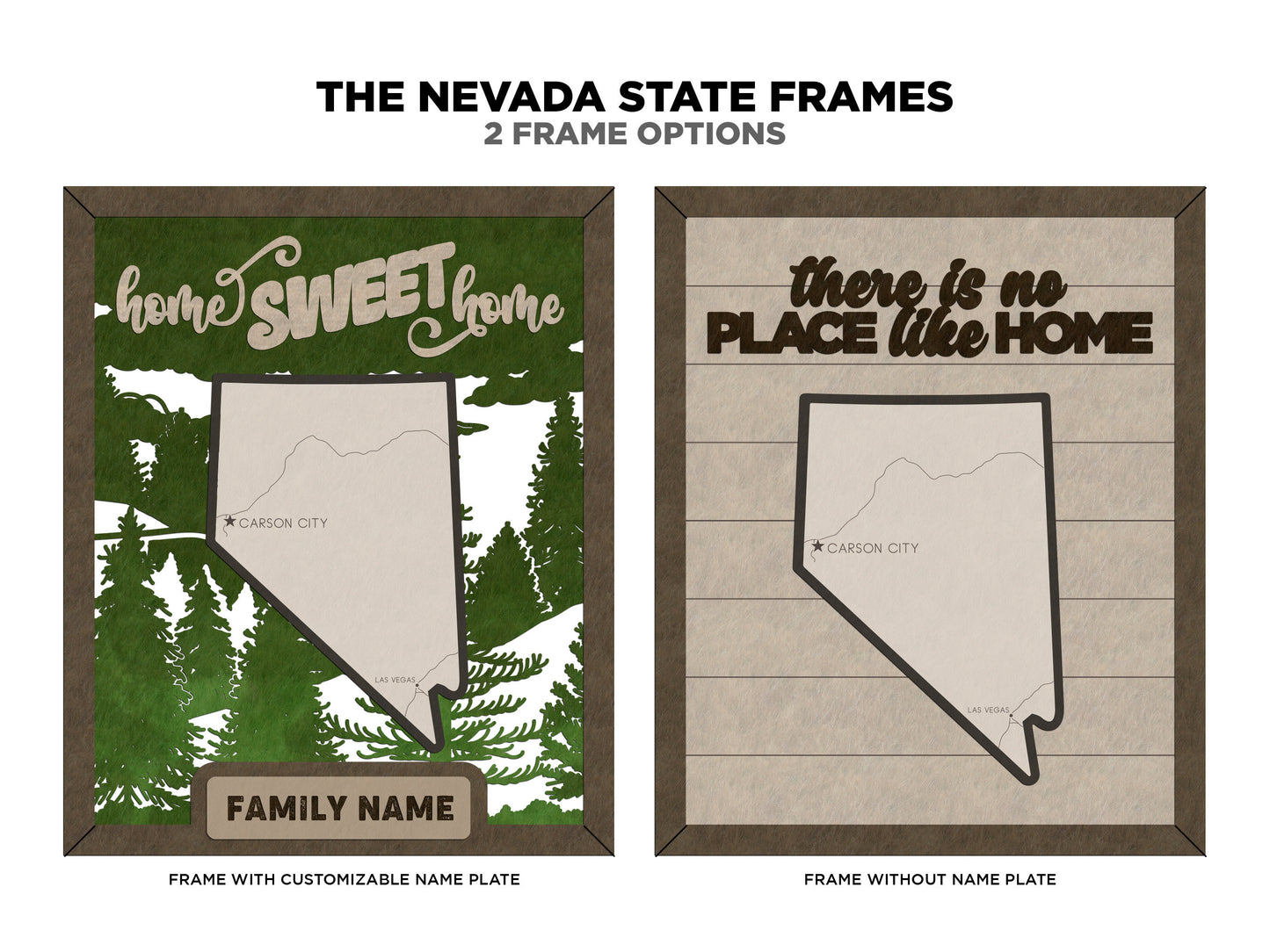 The Nevada State Frame - 13 text options, 12 backgrounds, 25 icons Included - Make over 7,500 designs - Glowforge & Lightburn Tested