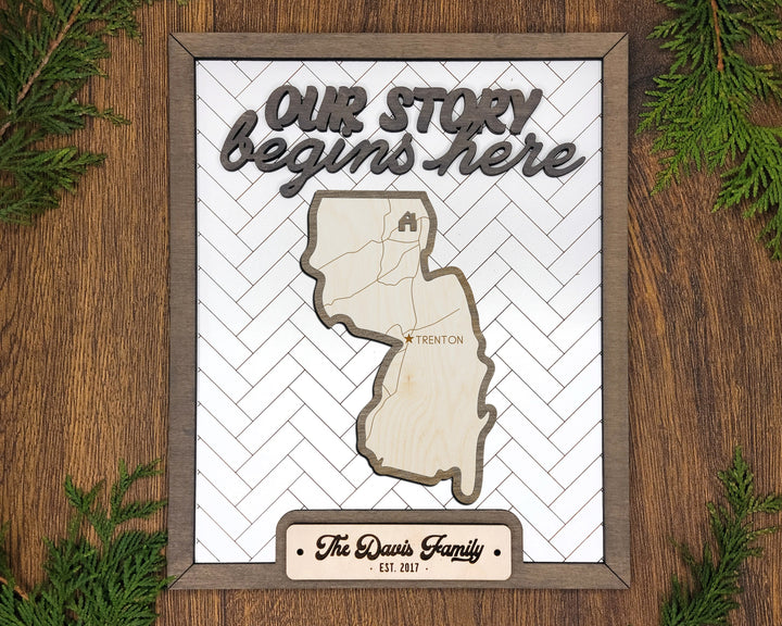 The New Jersey State Frame - 13 text options, 12 backgrounds, 25 icons Included - Make over 7,500 designs - Glowforge & Lightburn Tested