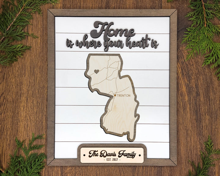 The New Jersey State Frame - 13 text options, 12 backgrounds, 25 icons Included - Make over 7,500 designs - Glowforge & Lightburn Tested