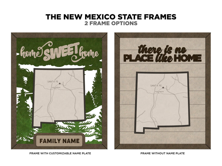 The New Mexico State Frame - 13 text options, 12 backgrounds, 25 icons Included - Make over 7,500 designs - Glowforge & Lightburn Tested