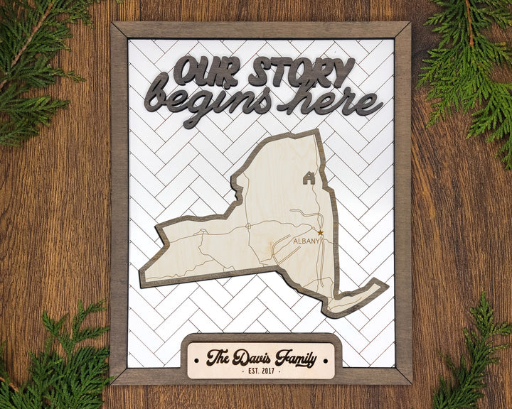 The New York State Frame - 13 text options, 12 backgrounds, 25 icons Included - Make over 7,500 designs - Glowforge & Lightburn Tested