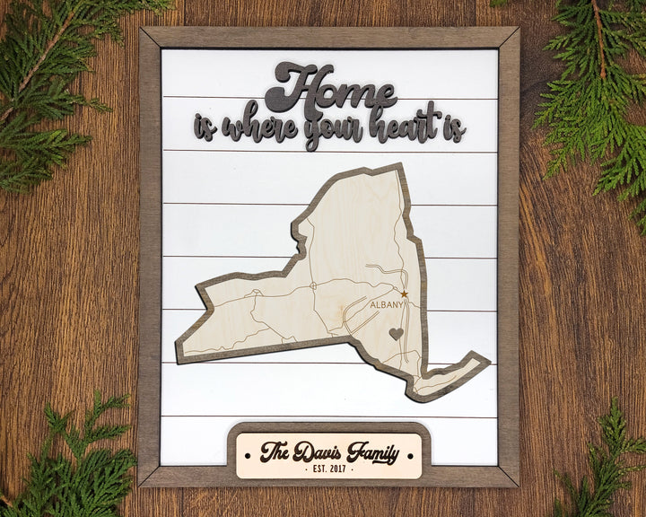 The New York State Frame - 13 text options, 12 backgrounds, 25 icons Included - Make over 7,500 designs - Glowforge & Lightburn Tested