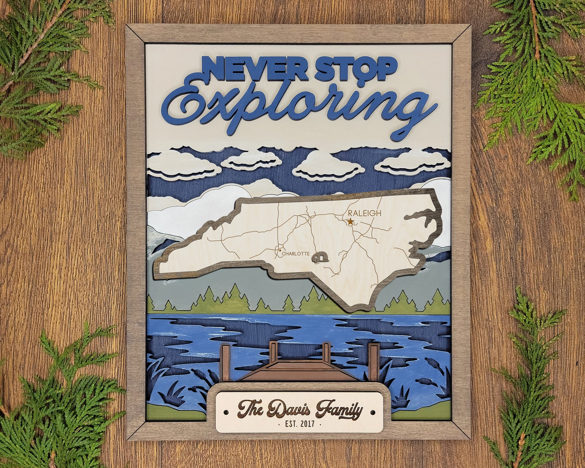 The North Carolina State Frame - 13 text options, 12 backgrounds, 25 icons Included - Make over 7,500 designs - Glowforge & Lightburn Tested