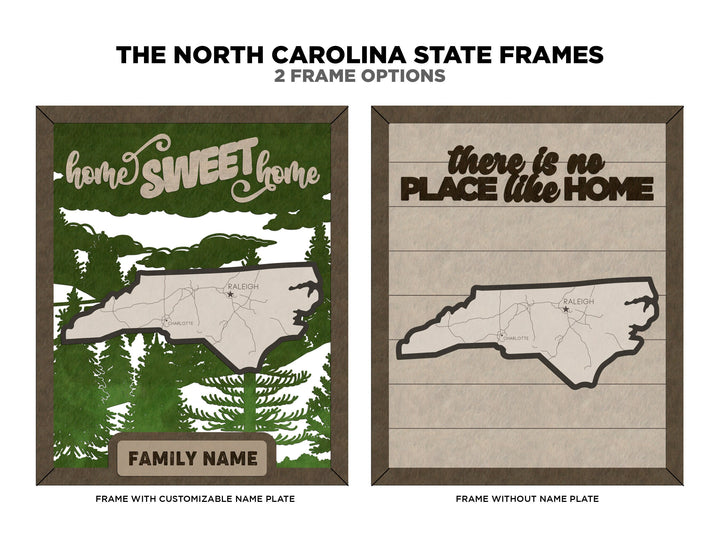 The North Carolina State Frame - 13 text options, 12 backgrounds, 25 icons Included - Make over 7,500 designs - Glowforge & Lightburn Tested