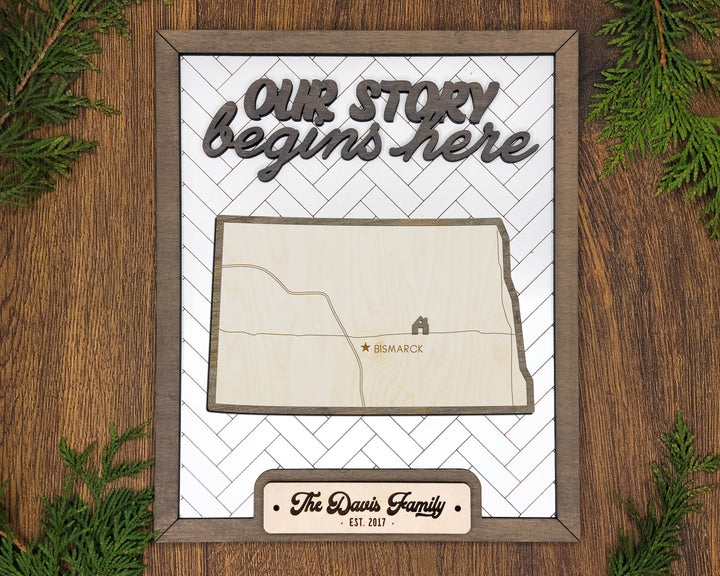The North Dakota State Frame - 13 text options, 12 backgrounds, 25 icons Included - Make over 7,500 designs - Glowforge & Lightburn Tested