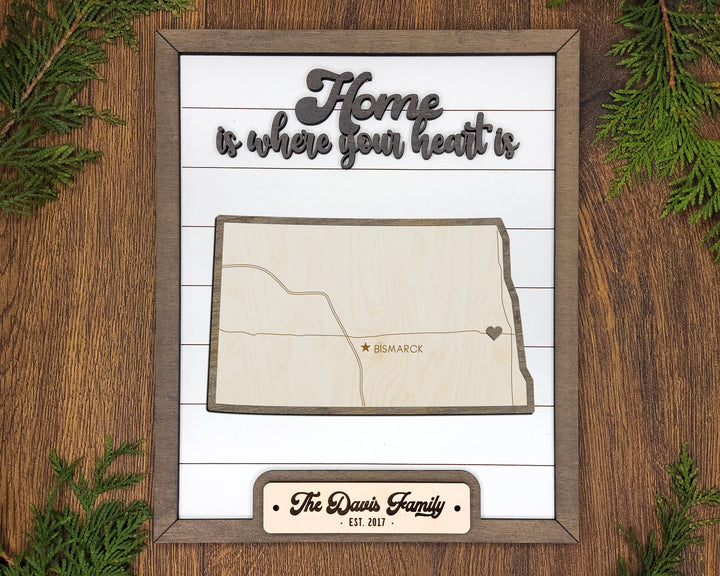 The North Dakota State Frame - 13 text options, 12 backgrounds, 25 icons Included - Make over 7,500 designs - Glowforge & Lightburn Tested