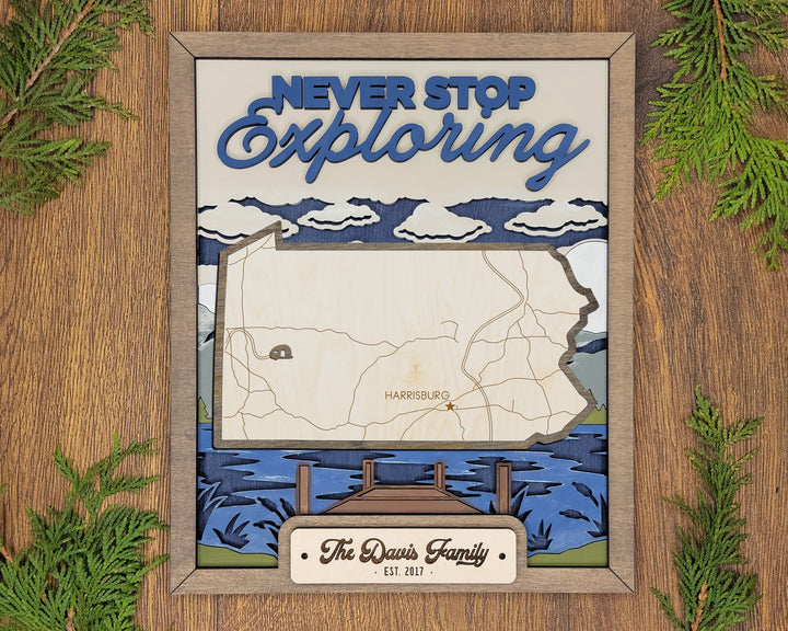 The Pennsylvania State Frame - 13 text options, 12 backgrounds, 25 icons Included - Make over 7,500 designs - Glowforge & Lightburn Tested