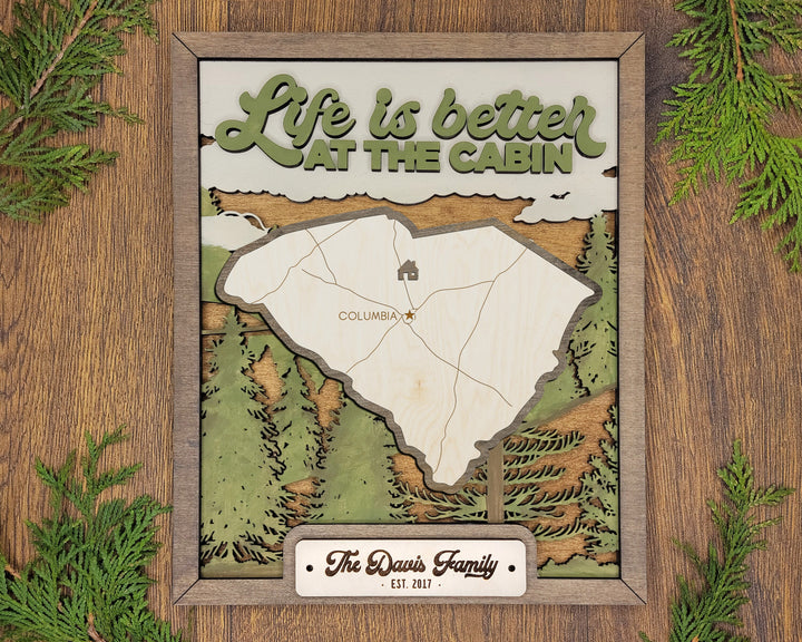 The South Carolina State Frame - 13 text options, 12 backgrounds, 25 icons Included - Make over 7,500 designs - Glowforge & Lightburn Tested
