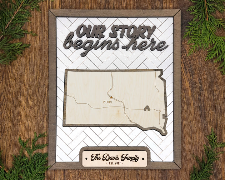 The South Dakota State Frame - 13 text options, 12 backgrounds, 25 icons Included - Make over 7,500 designs - Glowforge & Lightburn Tested