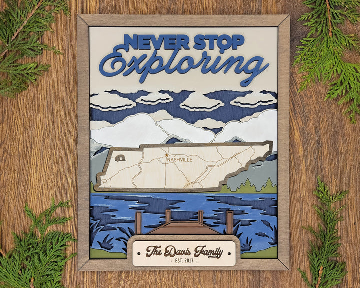 The Tennessee State Frame - 13 text options, 12 backgrounds, 25 icons Included - Make over 7,500 designs - Glowforge & Lightburn Tested