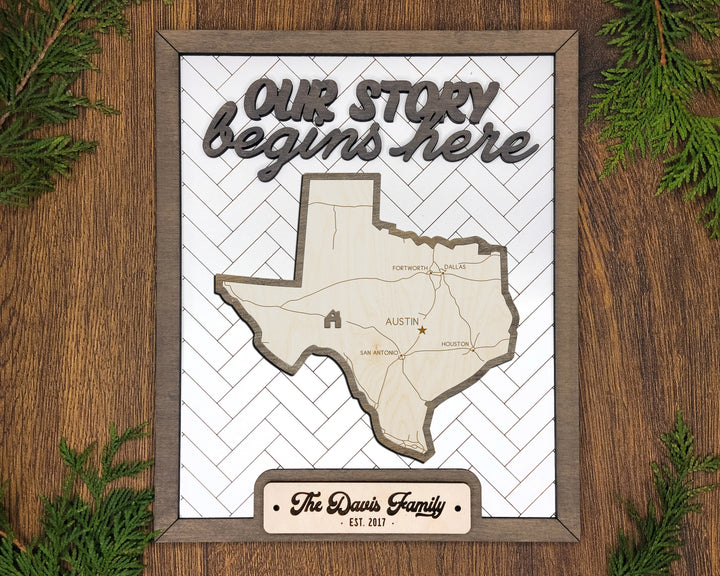 The Texas State Frame - 13 text options, 12 backgrounds, 25 icons Included - Make over 7,500 designs - Glowforge & Lightburn Tested
