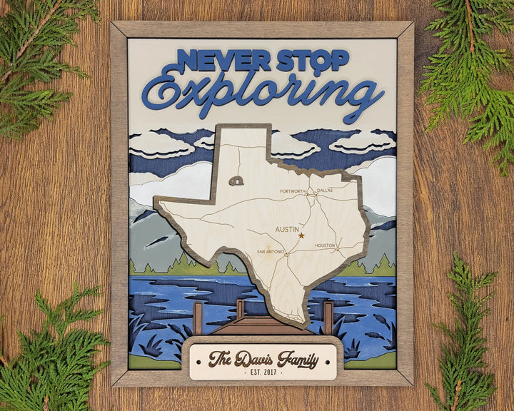The Texas State Frame - 13 text options, 12 backgrounds, 25 icons Included - Make over 7,500 designs - Glowforge & Lightburn Tested
