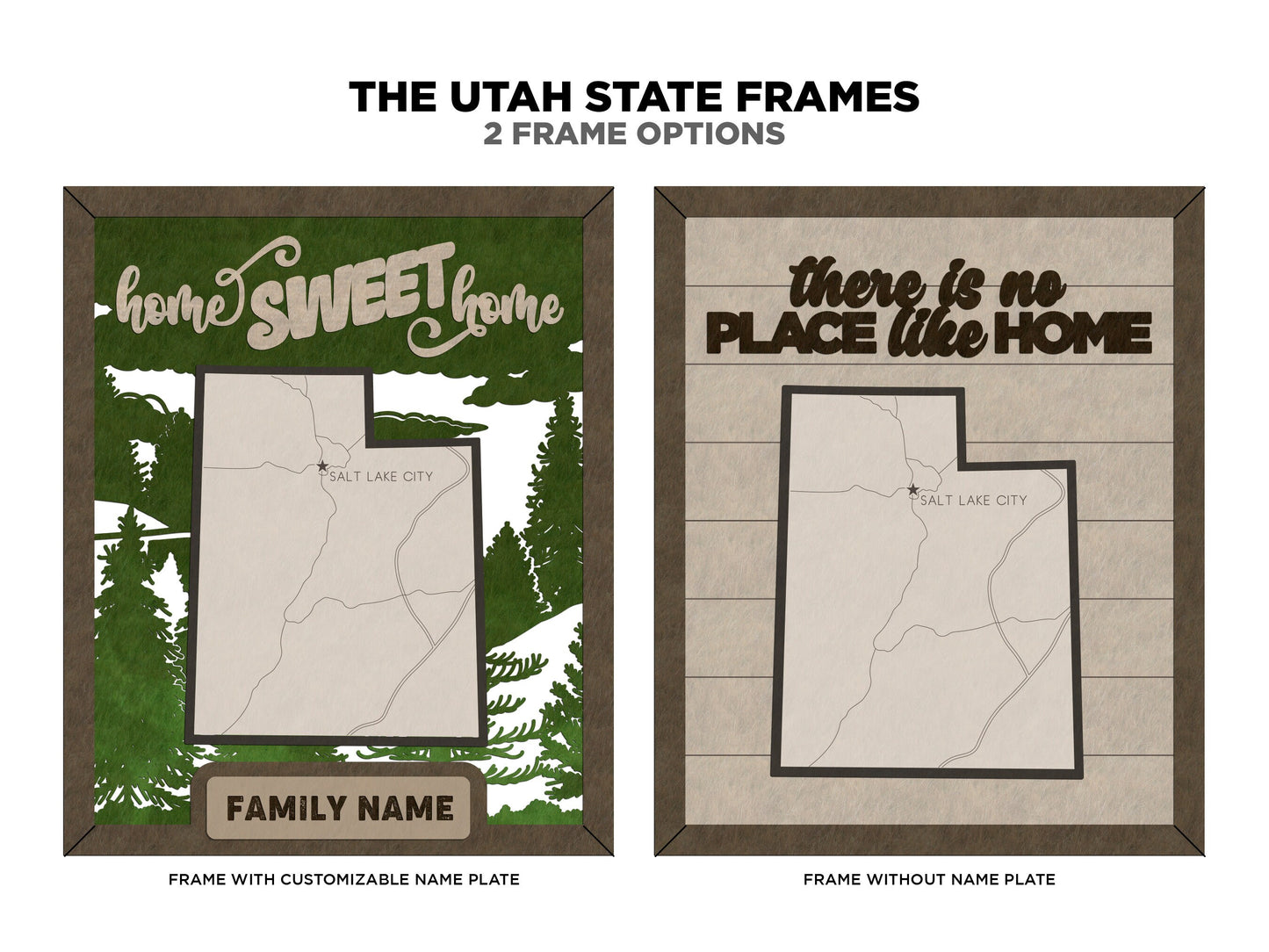The Utah State Frame - 13 text options, 12 backgrounds, 25 icons Included - Make over 7,500 designs - Glowforge & Lightburn Tested