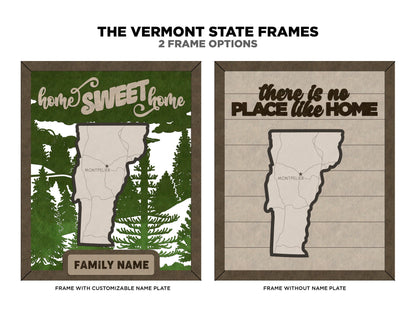 The Vermont Frame - 13 text options, 12 backgrounds, 25 icons Included - Make over 7,500 designs - Glowforge & Lightburn Tested