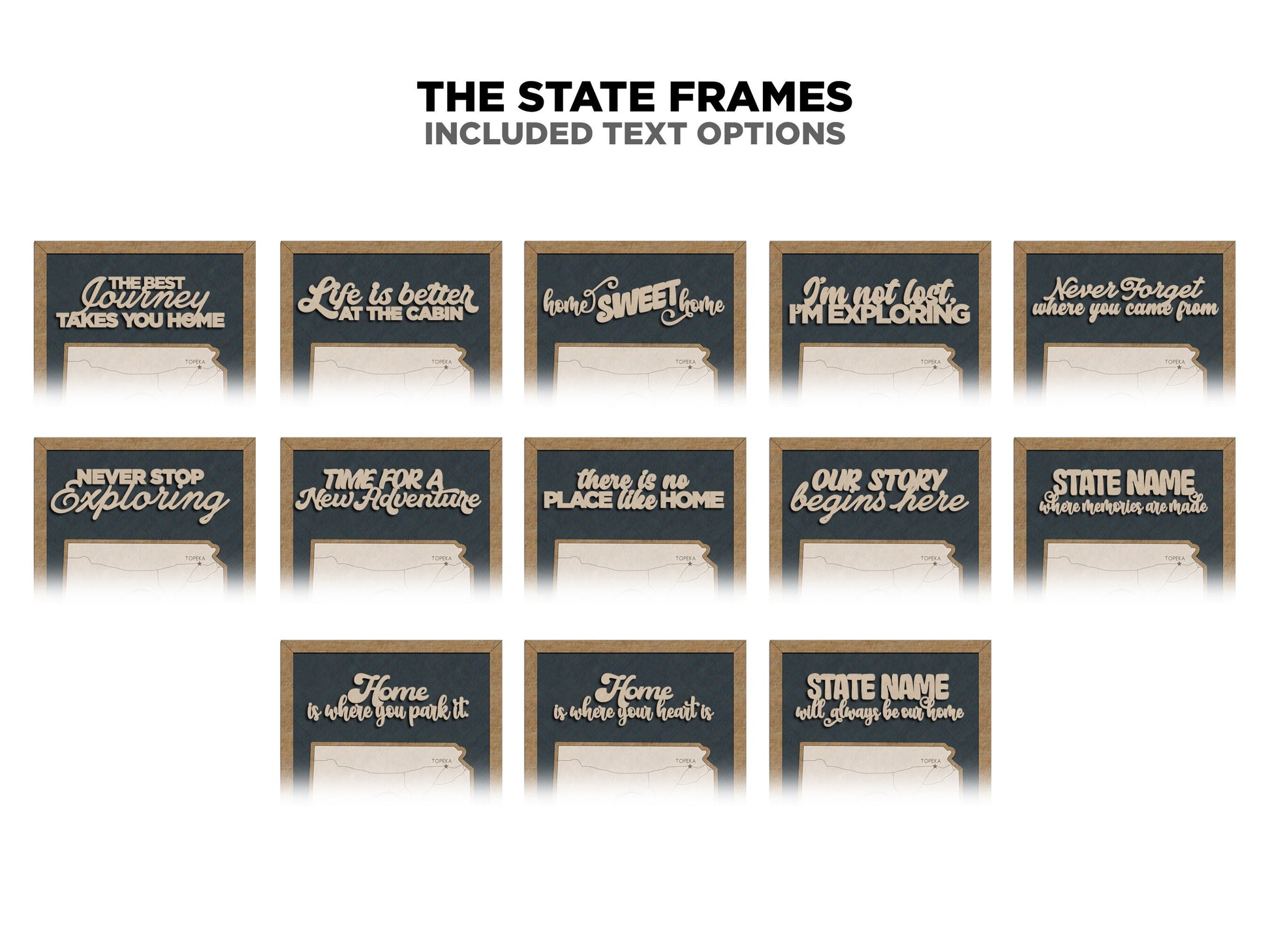 The Washington Frame - 13 text options, 12 backgrounds, 25 icons Included - Make over 7,500 designs - Glowforge & Lightburn Tested