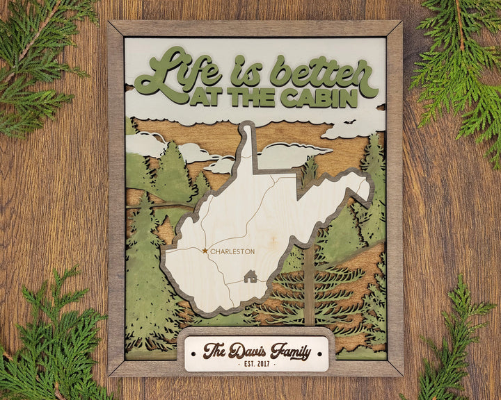 The West Virginia Frame - 13 text options, 12 backgrounds, 25 icons Included - Make over 7,500 designs - Glowforge & Lightburn Tested