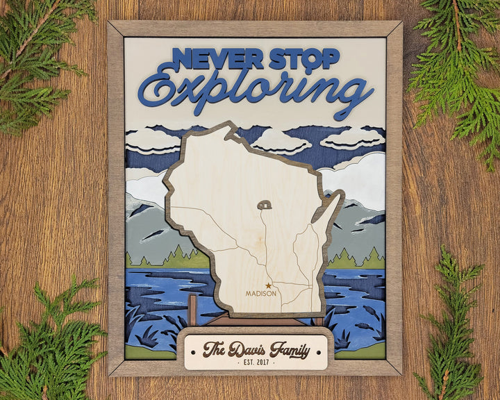 The Wisconsin Frame - 13 text options, 12 backgrounds, 25 icons Included - Make over 7,500 designs - Glowforge & Lightburn Tested
