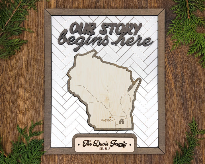 The Wisconsin Frame - 13 text options, 12 backgrounds, 25 icons Included - Make over 7,500 designs - Glowforge & Lightburn Tested