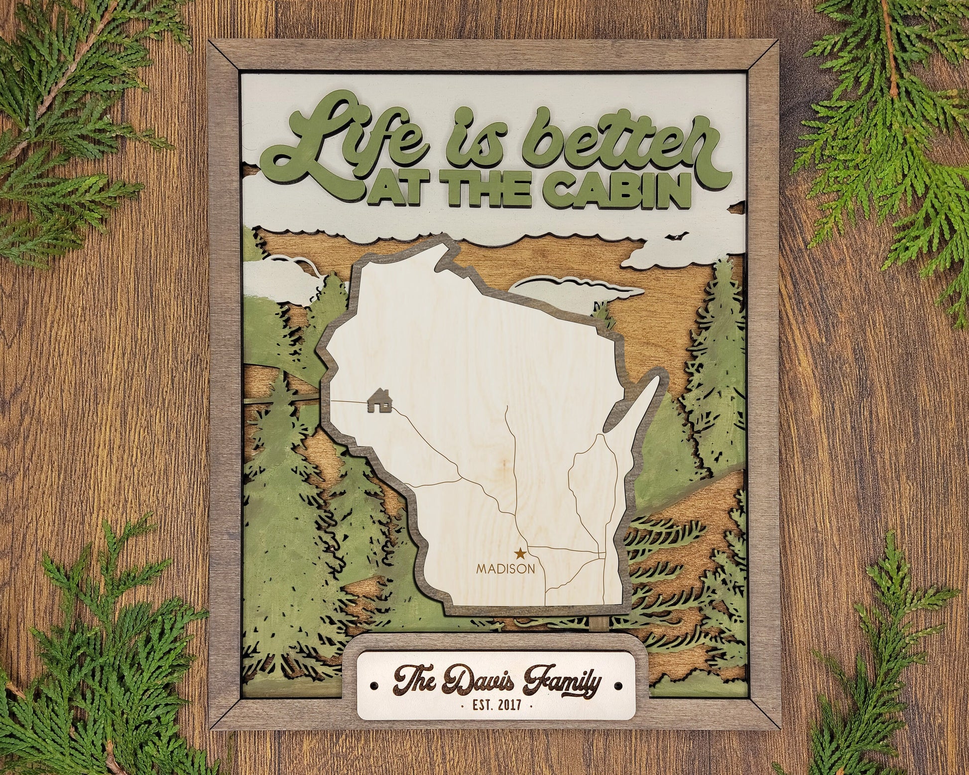 The Wisconsin Frame - 13 text options, 12 backgrounds, 25 icons Included - Make over 7,500 designs - Glowforge & Lightburn Tested