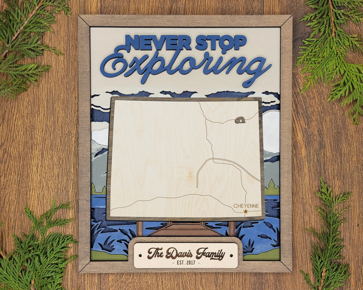 The Wyoming Frame - 13 text options, 12 backgrounds, 25 icons Included - Make over 7,500 designs - Glowforge & Lightburn Tested