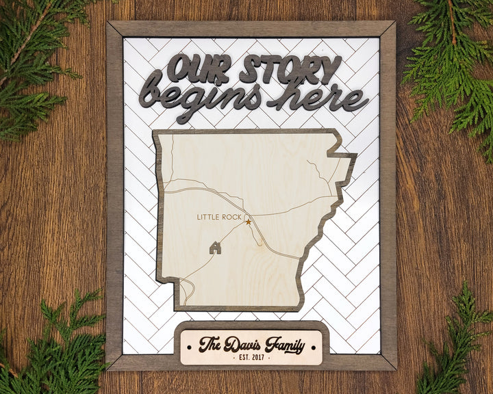 The Arkansas State Frame - 13 text options, 12 backgrounds, 25 icons Included - Make over 7,500 designs - Glowforge & Lightburn Tested
