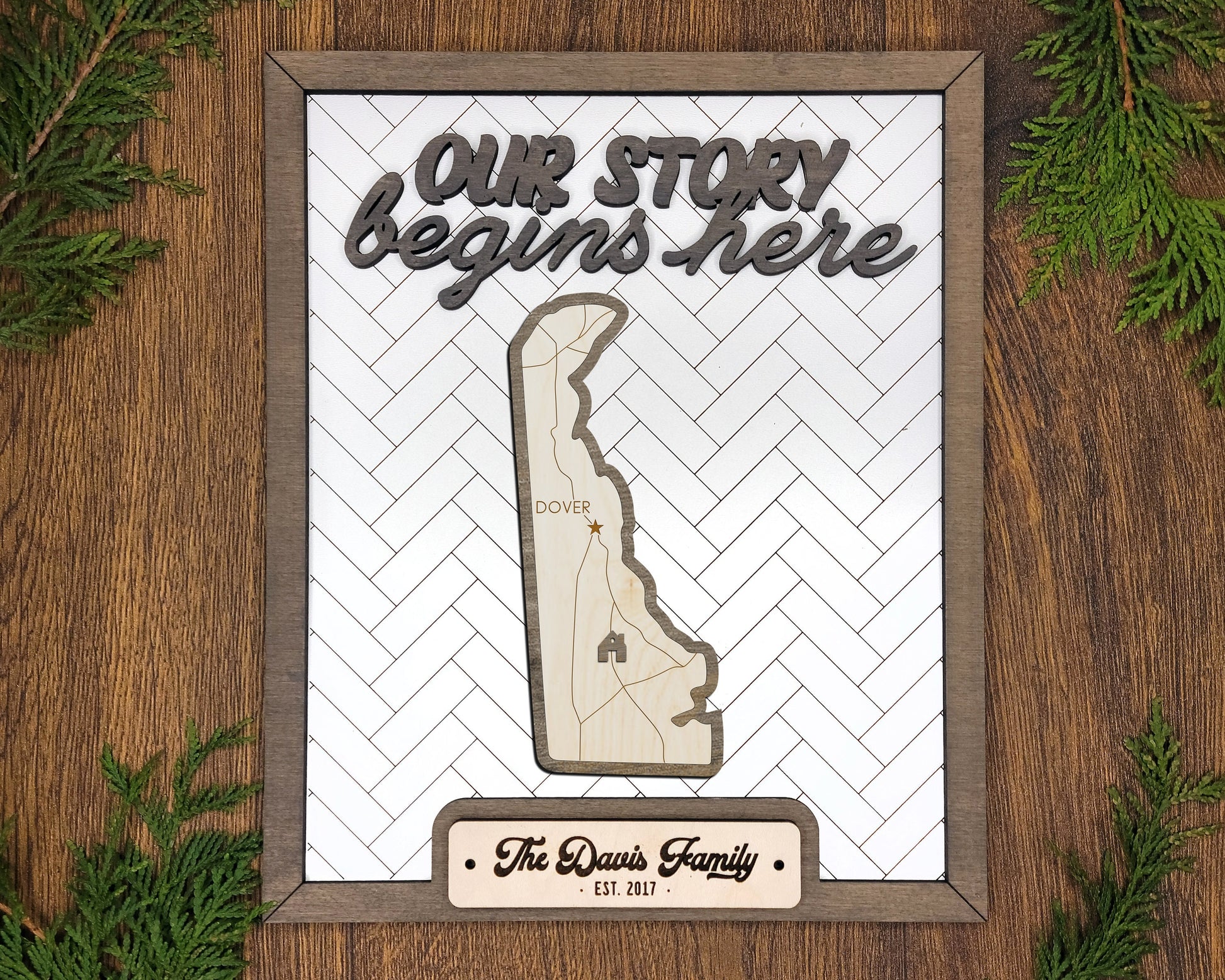 The Delaware State Frame - 13 text options, 12 backgrounds, 25 icons Included - Make over 7,500 designs - Glowforge & Lightburn Tested