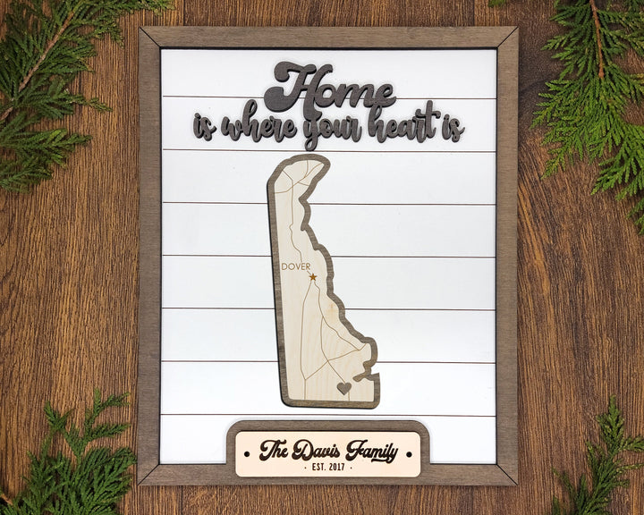 The Delaware State Frame - 13 text options, 12 backgrounds, 25 icons Included - Make over 7,500 designs - Glowforge & Lightburn Tested