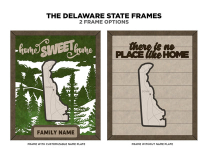 The Delaware State Frame - 13 text options, 12 backgrounds, 25 icons Included - Make over 7,500 designs - Glowforge & Lightburn Tested