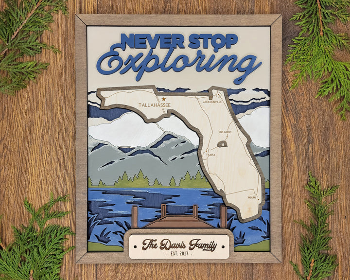 The Florida State Frame - 13 text options, 12 backgrounds, 25 icons Included - Make over 7,500 designs - Glowforge & Lightburn Tested