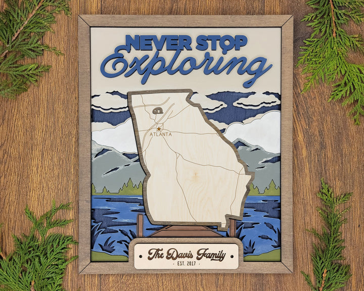 The Georgia State Frame - 13 text options, 12 backgrounds, 25 icons Included - Make over 7,500 designs - Glowforge & Lightburn Tested