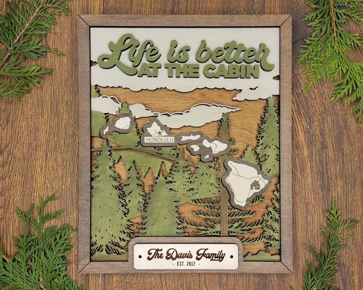 The Hawaii State Frame - 13 text options, 12 backgrounds, 25 icons Included - Make over 7,500 designs - Glowforge & Lightburn Tested