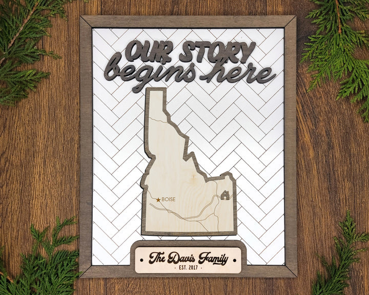 The Idaho State Frame - 13 text options, 12 backgrounds, 25 icons Included - Make over 7,500 designs - Glowforge & Lightburn Tested