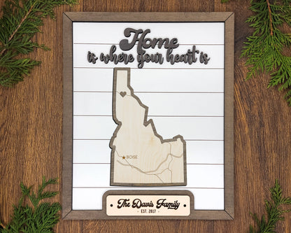 The Idaho State Frame - 13 text options, 12 backgrounds, 25 icons Included - Make over 7,500 designs - Glowforge & Lightburn Tested