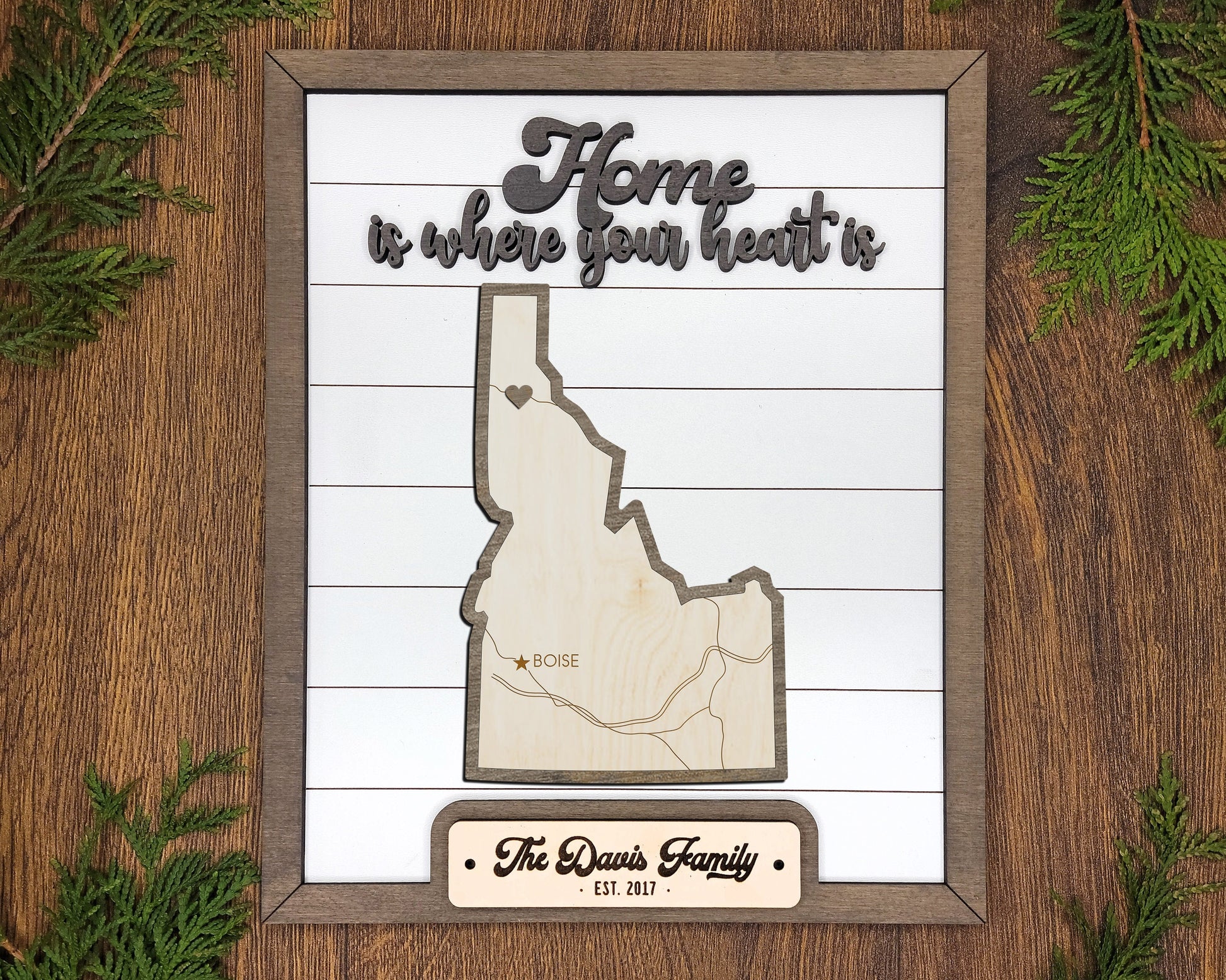 The Idaho State Frame - 13 text options, 12 backgrounds, 25 icons Included - Make over 7,500 designs - Glowforge & Lightburn Tested