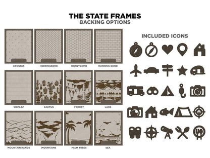 The Iowa State Frame - 13 text options, 12 backgrounds, 25 icons Included - Make over 7,500 designs - Glowforge & Lightburn Tested