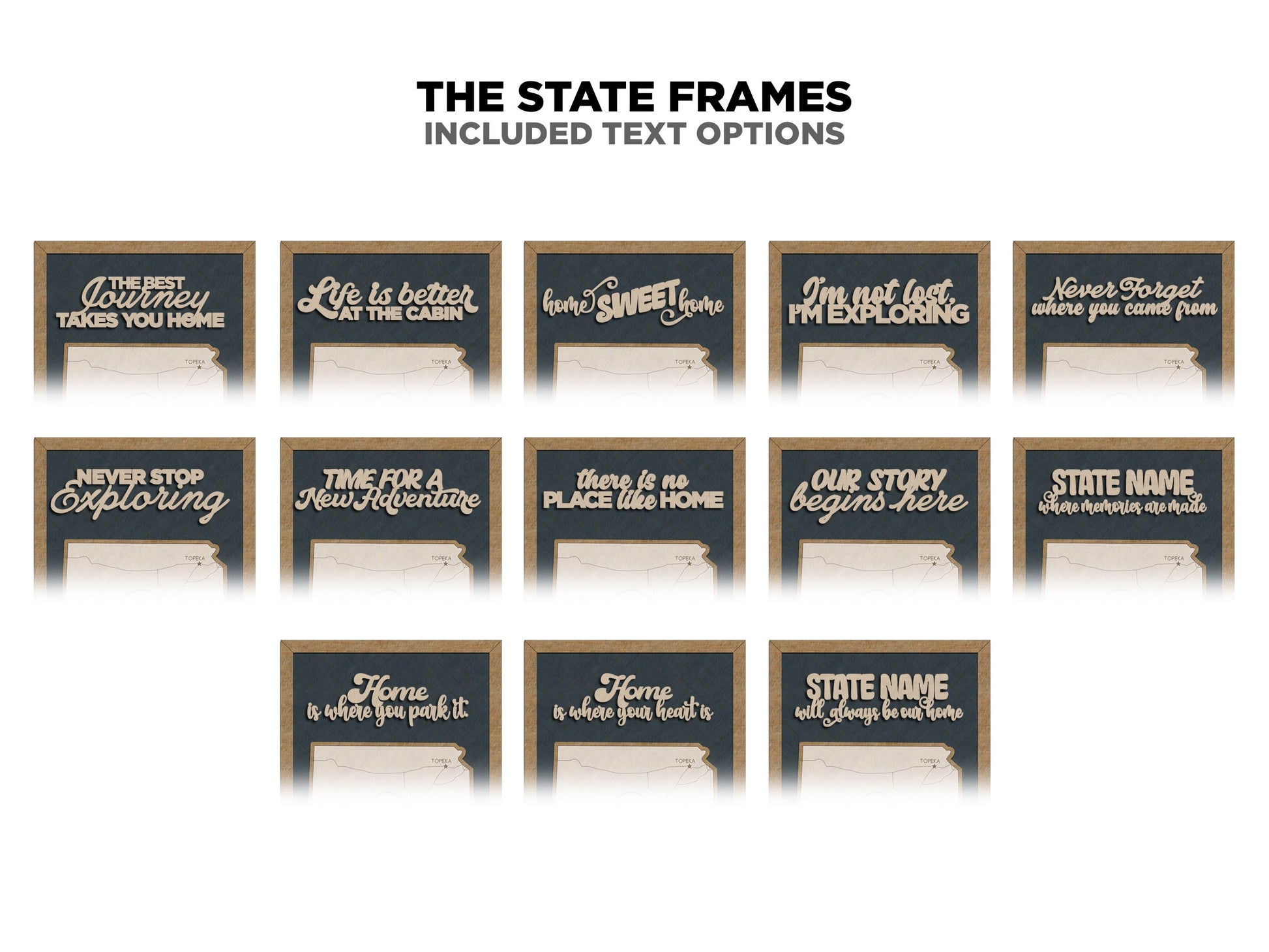 The Kansas State Frame - 13 text options, 12 backgrounds, 25 icons Included - Make over 7,500 designs - Glowforge & Lightburn Tested