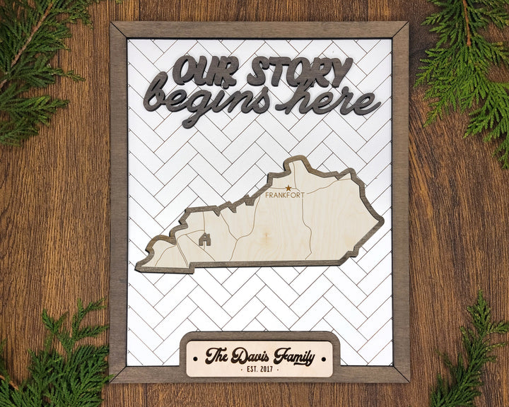 The Kentucky State Frame - 13 text options, 12 backgrounds, 25 icons Included - Make over 7,500 designs - Glowforge & Lightburn Tested