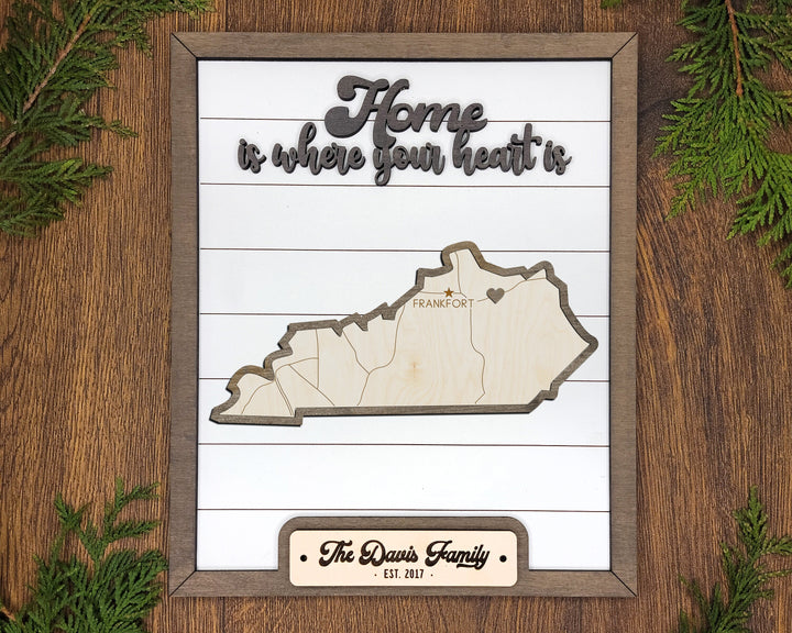 The Kentucky State Frame - 13 text options, 12 backgrounds, 25 icons Included - Make over 7,500 designs - Glowforge & Lightburn Tested