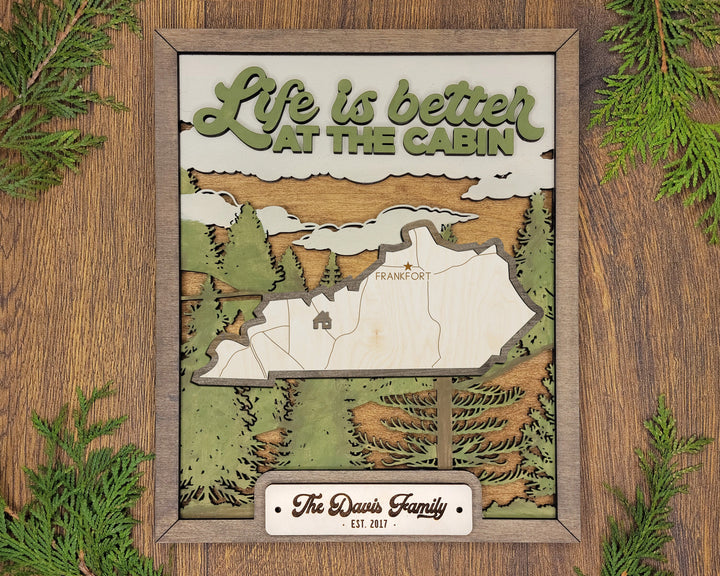 The Kentucky State Frame - 13 text options, 12 backgrounds, 25 icons Included - Make over 7,500 designs - Glowforge & Lightburn Tested