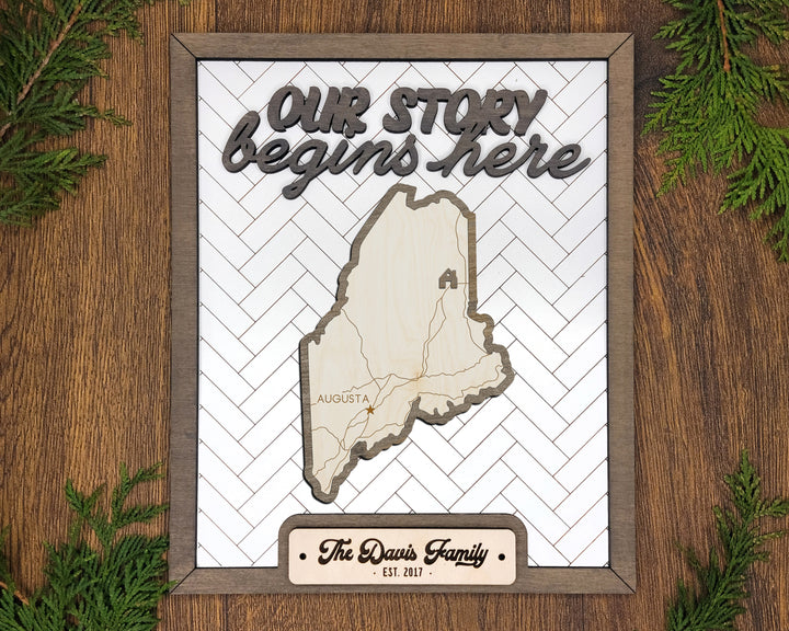 The Maine State Frame - 13 text options, 12 backgrounds, 25 icons Included - Make over 7,500 designs - Glowforge & Lightburn Tested