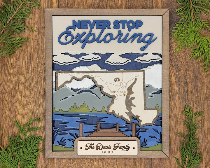 The Maryland State Frame - 13 text options, 12 backgrounds, 25 icons Included - Make over 7,500 designs - Glowforge & Lightburn Tested