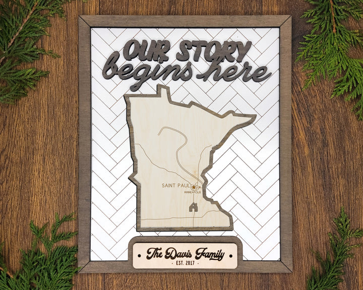 The Minnesota State Frame - 13 text options, 12 backgrounds, 25 icons Included - Make over 7,500 designs - Glowforge & Lightburn Tested