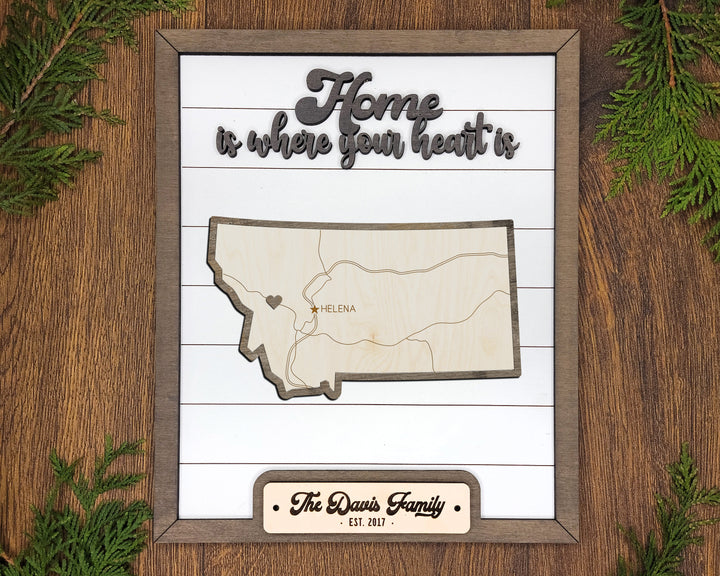 The Montana State Frame - 13 text options, 12 backgrounds, 25 icons Included - Make over 7,500 designs - Glowforge & Lightburn Tested