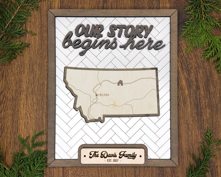 The Montana State Frame - 13 text options, 12 backgrounds, 25 icons Included - Make over 7,500 designs - Glowforge & Lightburn Tested